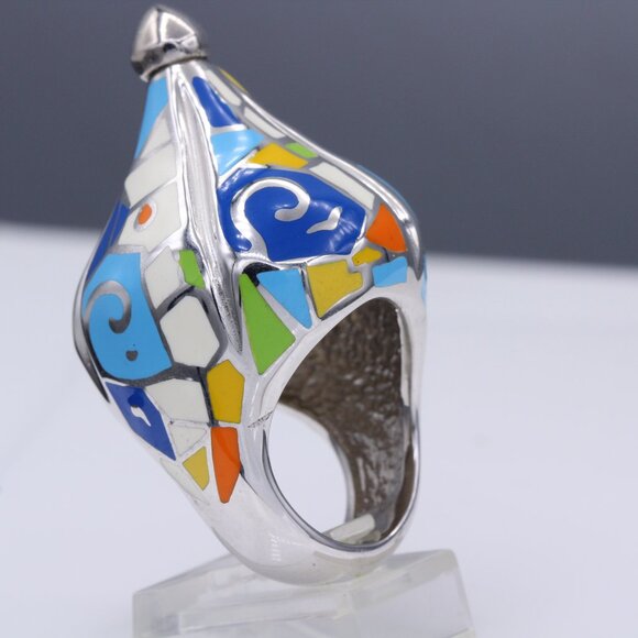 Art Ring Sterling Silver famous artist Enamel Inspired Artistic Ring - Picture 10 of 12